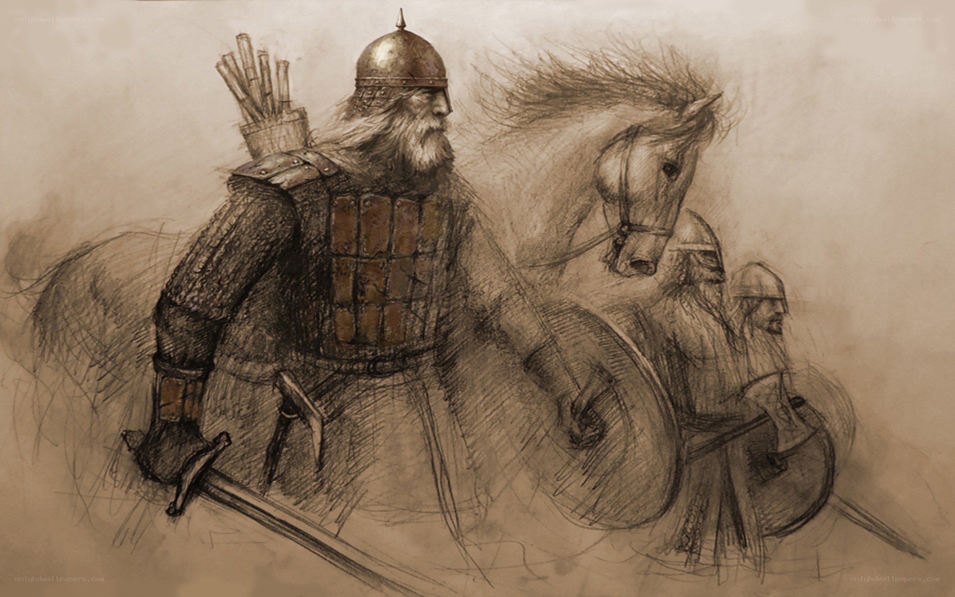 Viking warriors on horseback
