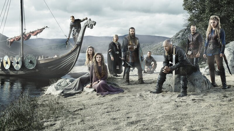 Viking Warriors on Shore — Gray, Dramatic, Afternoon
