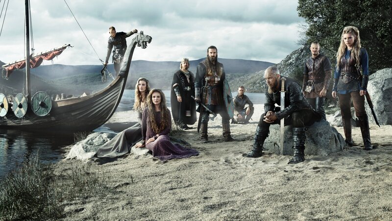 Viking Warriors on Shore — Gray, Dramatic