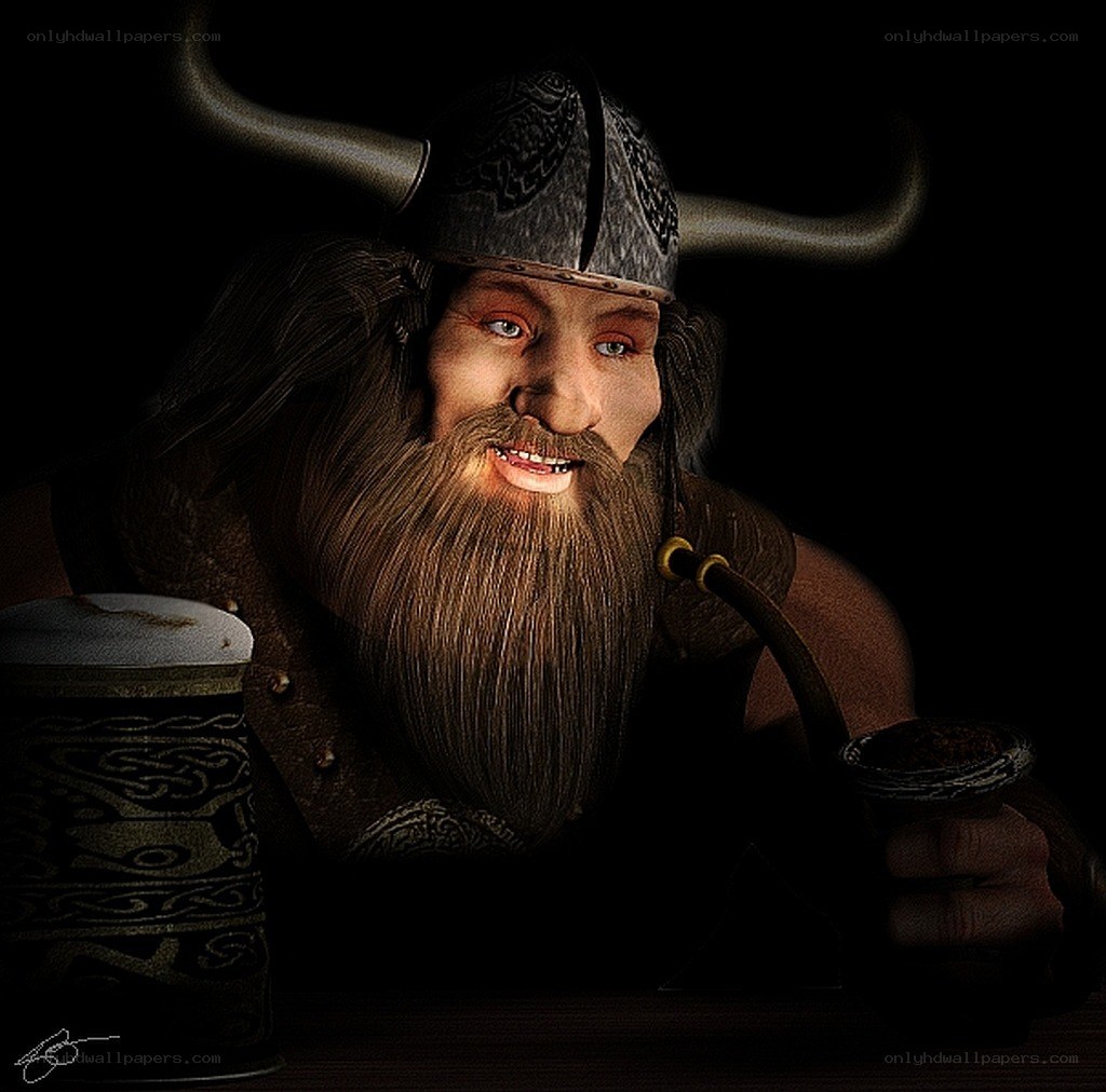 Viking with pipe and mug