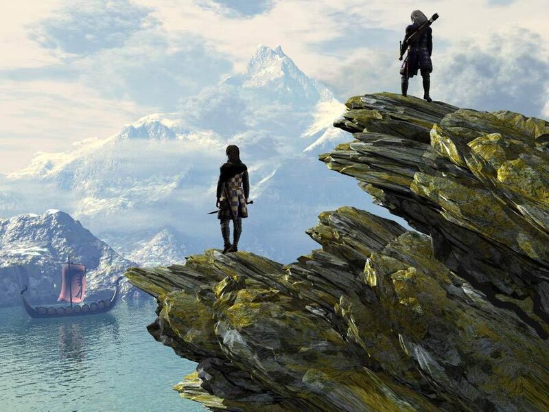 Vikings on a cliff