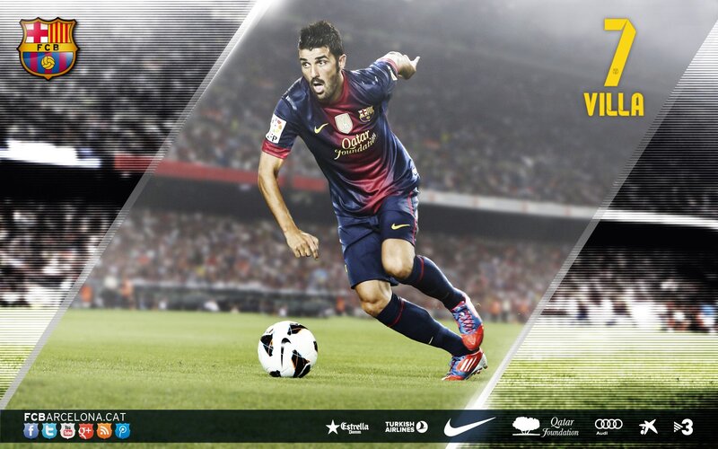 Villa in FC Barcelona kit