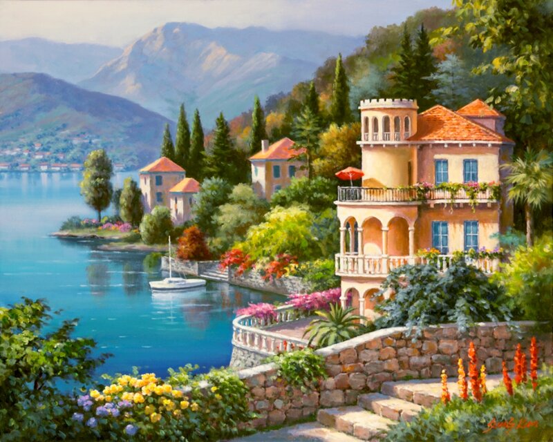 Villa on Lakeside Hill — Blue, Serene, Afternoon