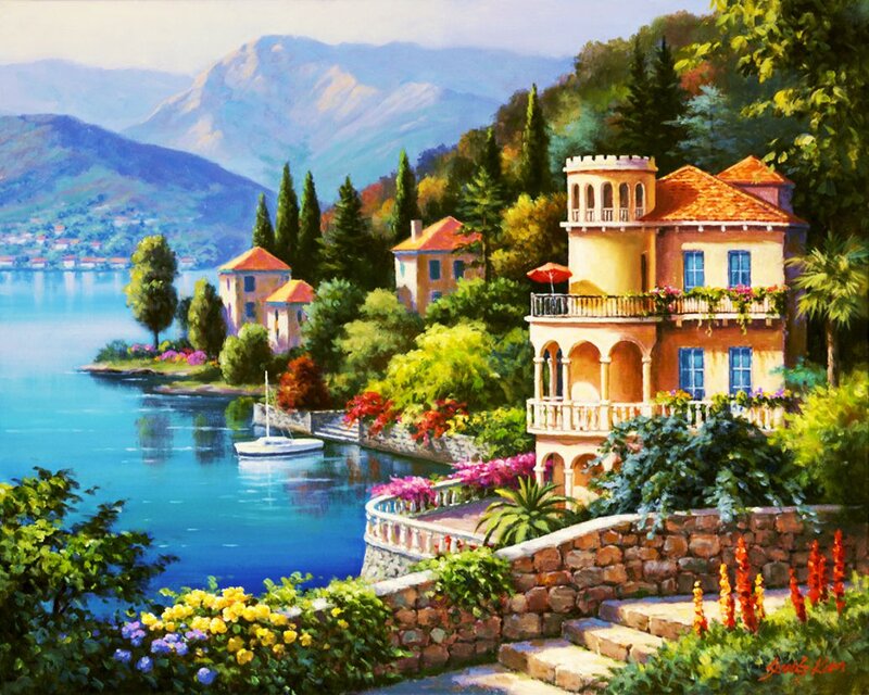 Villa on Lakeside Hill — Blue, Serene