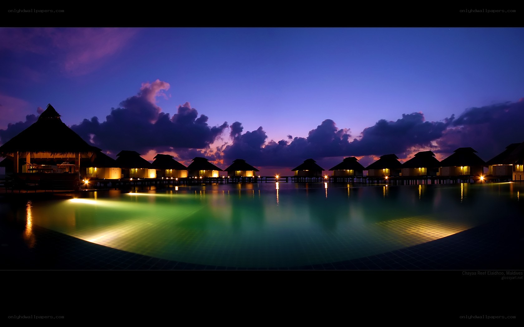 Villa resort at twilight
