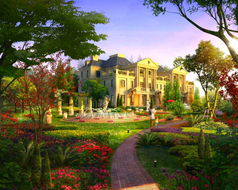 Villa with Fountain Garden