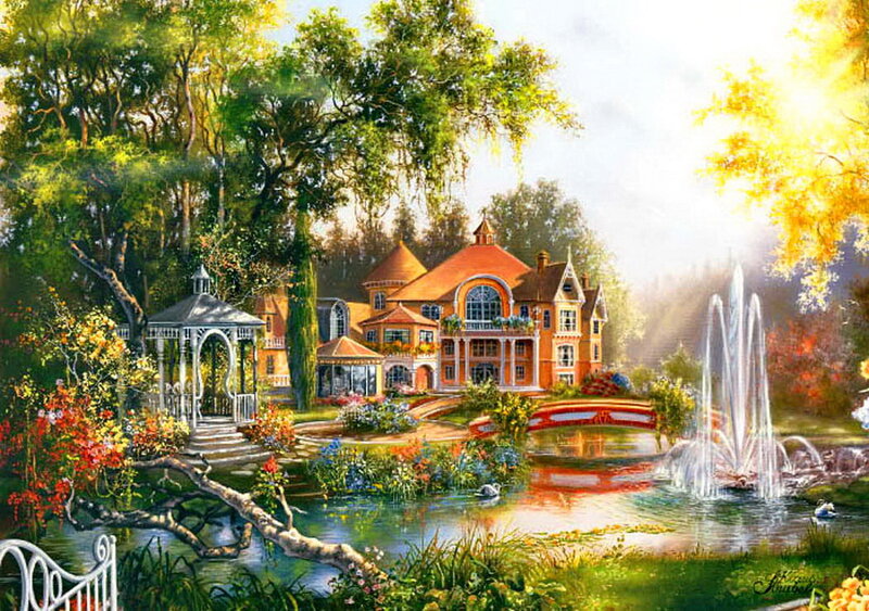 Villa with Garden and Pond