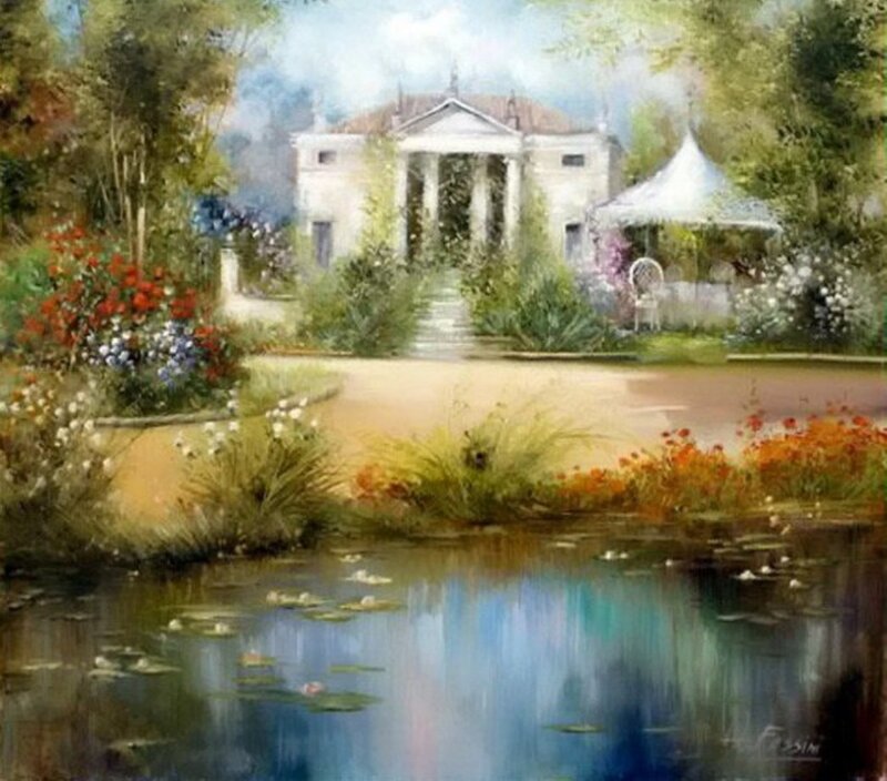 Villa with Pond and Garden