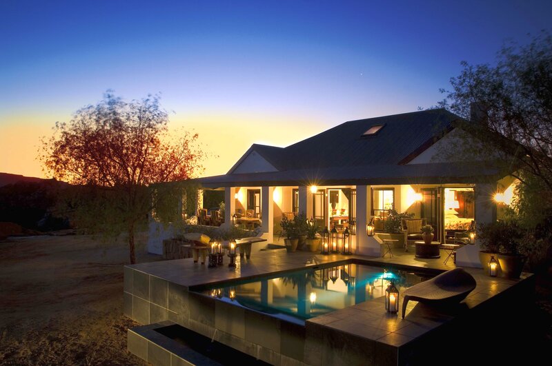 Villa with Pool at Dusk