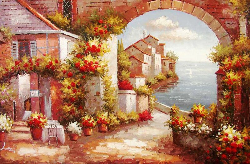 Village Alley with Flowers