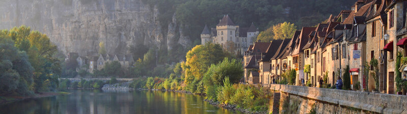 Village Along River — Brown