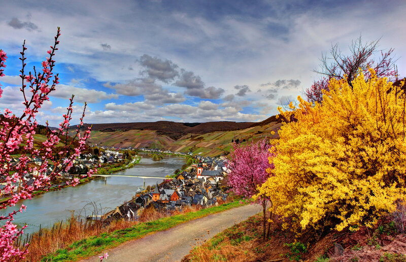 Village Along River — Yellow