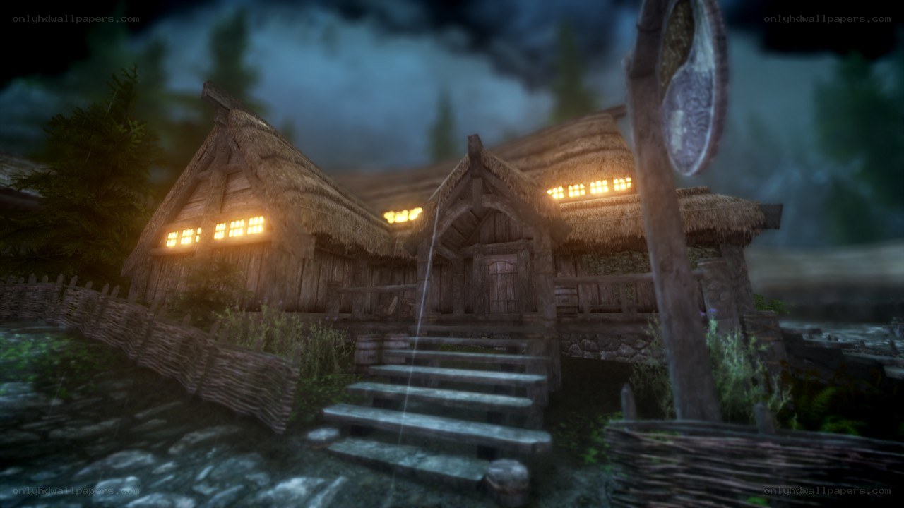 village at dusk