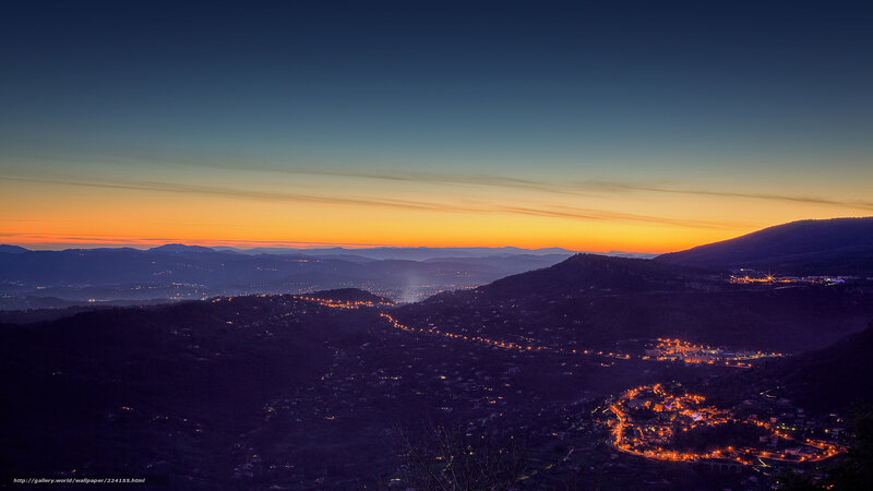 Village at dusk in the mountains