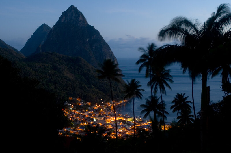 Village at Mountain Base — Blue