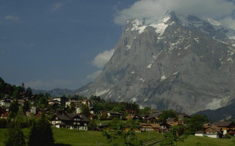 Village at Mountain Base — Green, Serene