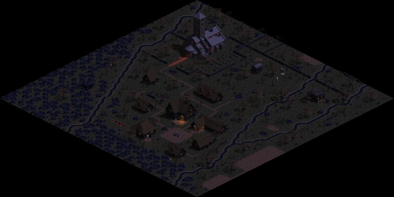 Village at Night — Black, Dark, Somber