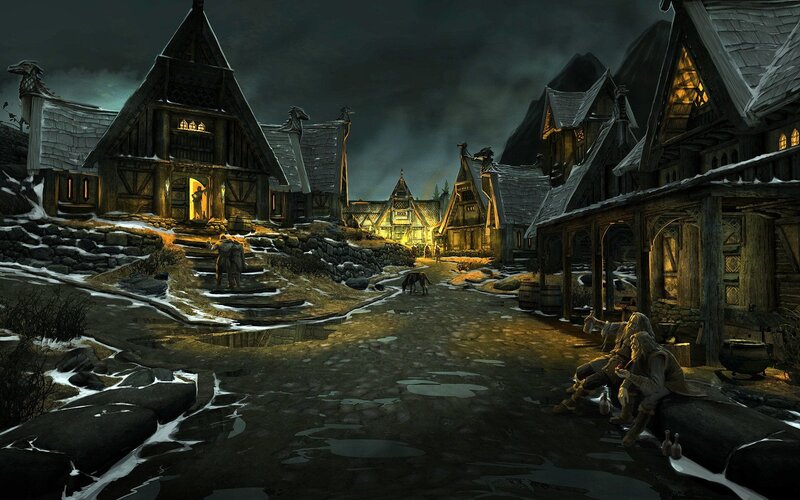 Village at Night — Dark, Dramatic