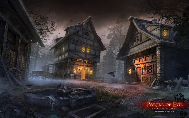Village at Night — Gray