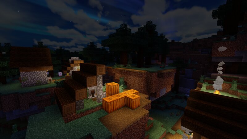 Village at Night — Green, Calm