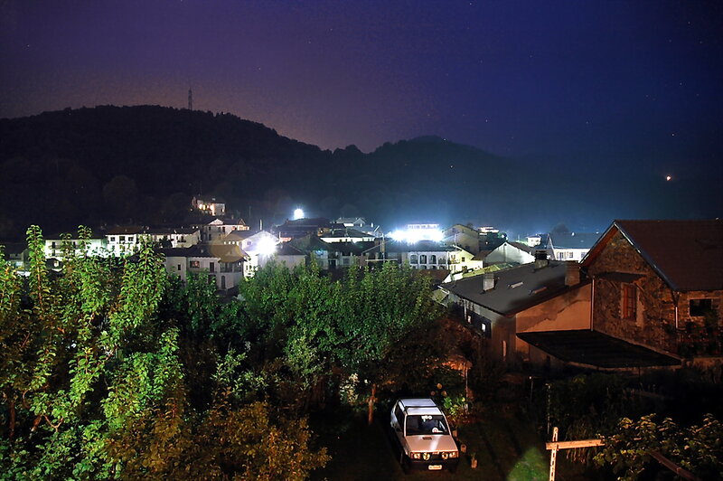 Village at Night — Green, Serene