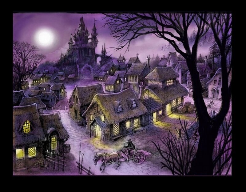 Village at Night — Purple