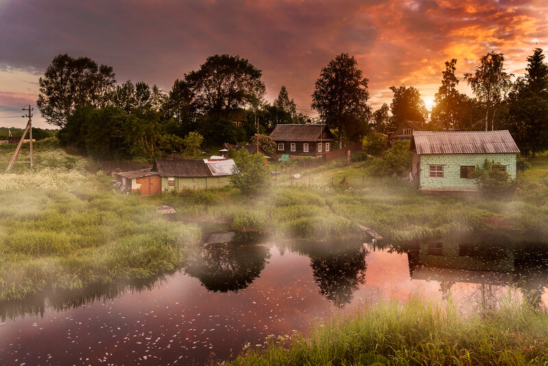Village at Sunrise — Orange