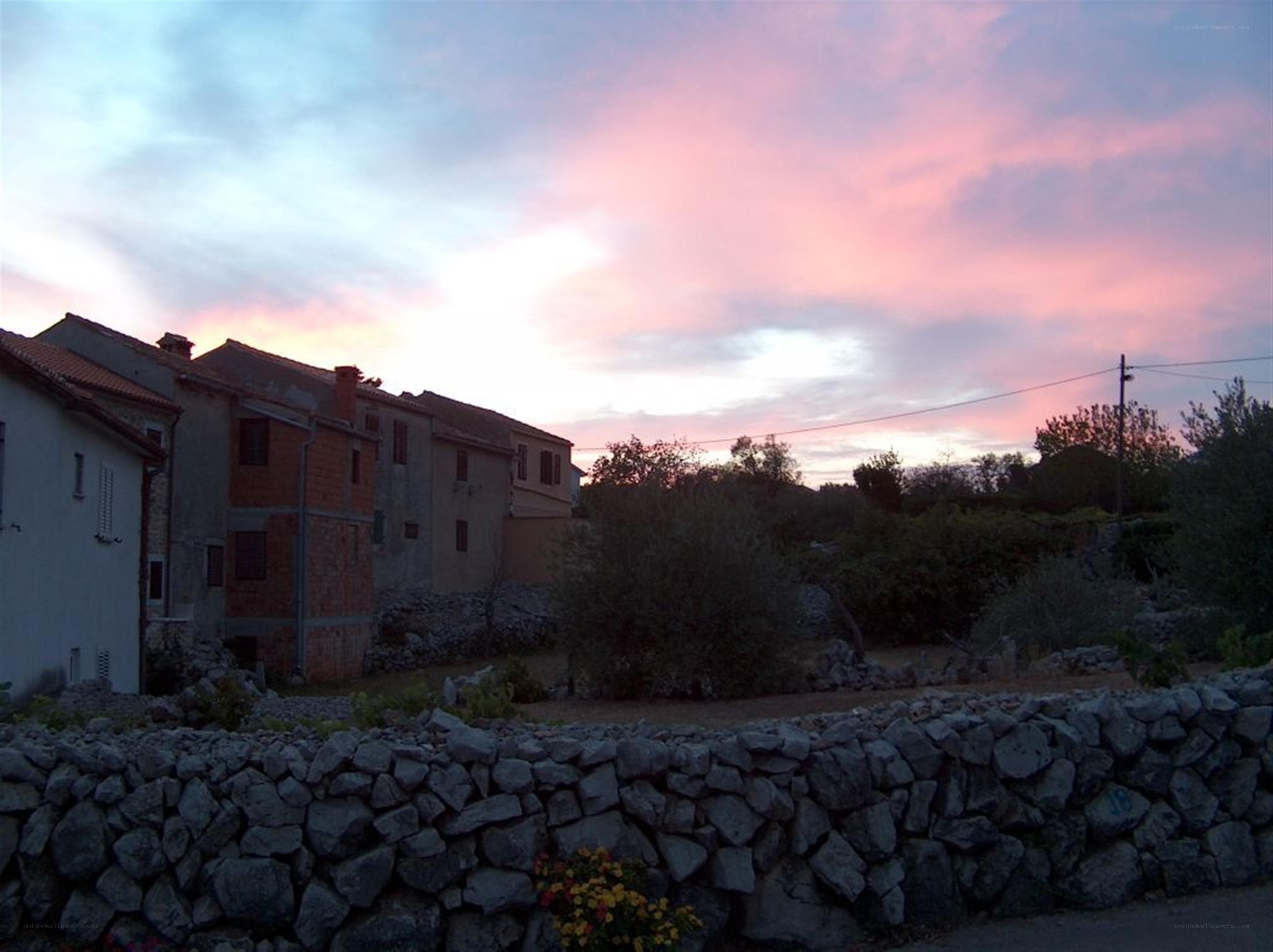 village at sunset