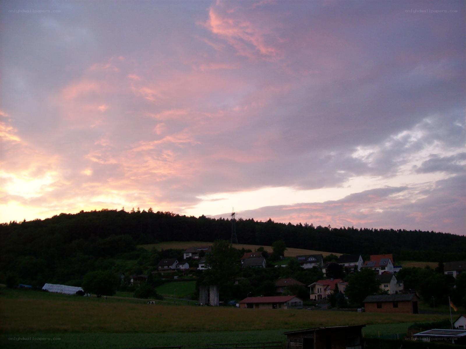 village at sunset