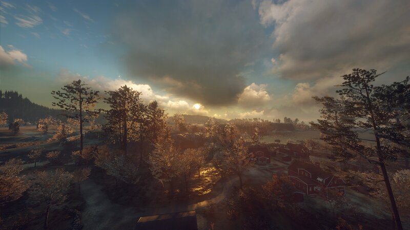 Village at Sunset — Brown, Serene