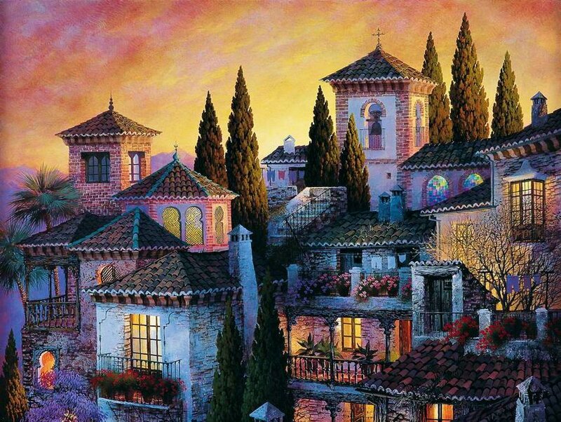 Village at Sunset — Orange, Serene