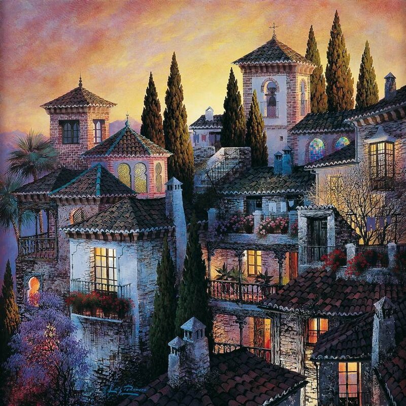 Village at Sunset — Orange