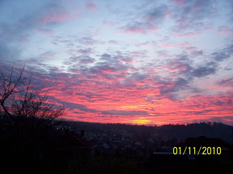 Village at Sunset — Pink