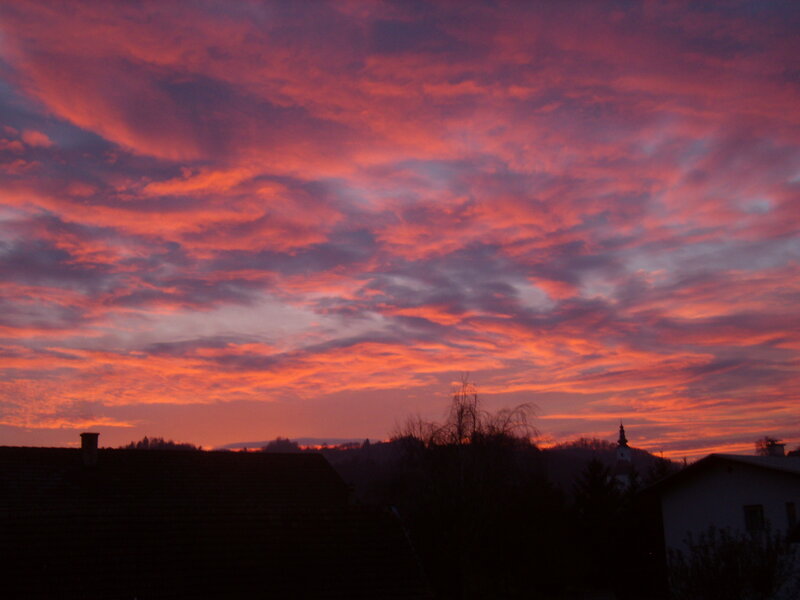 Village at Sunset — Red