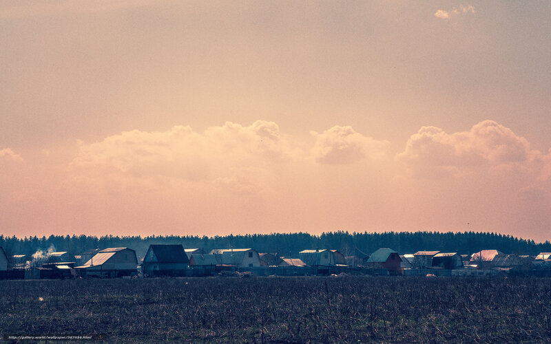 village at sunset
