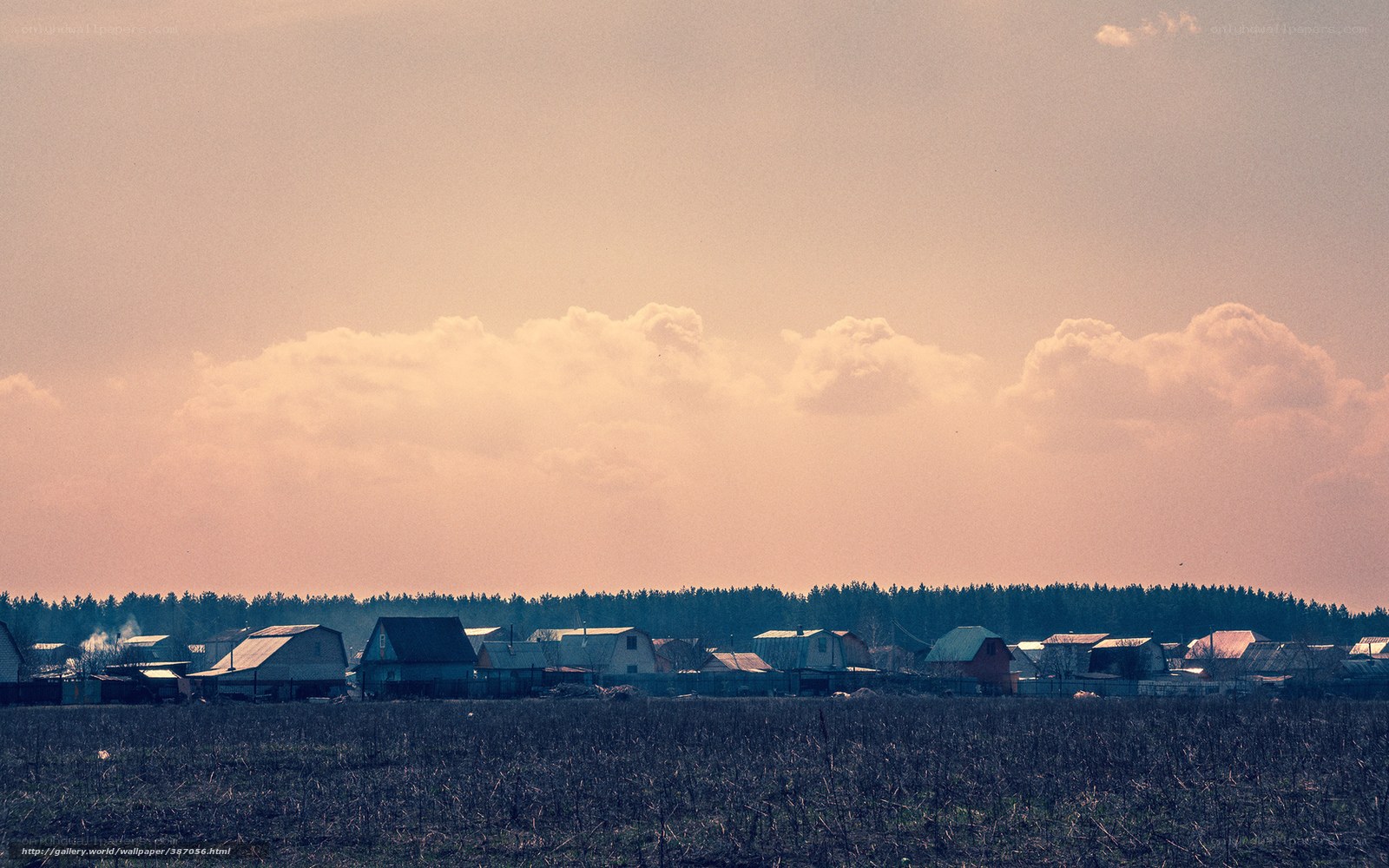 village at sunset