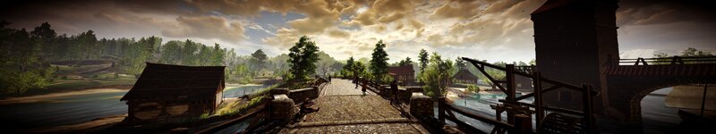 Village Bridge over River