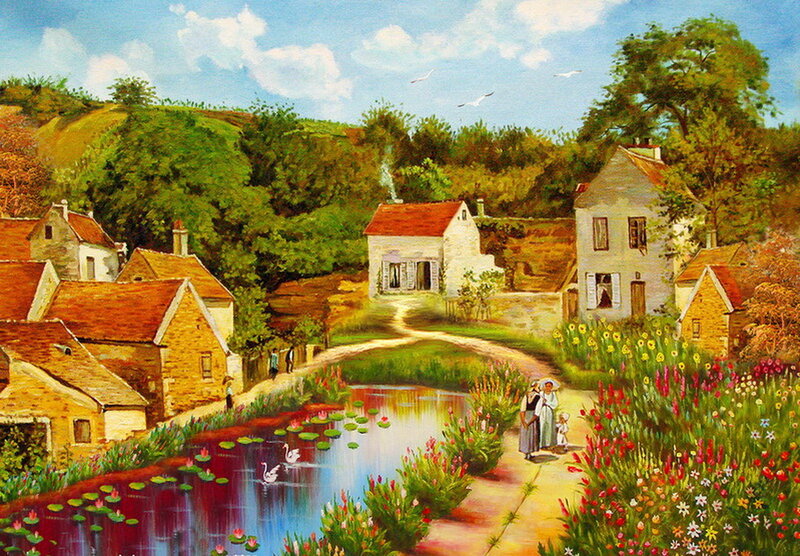 Village by a Canal