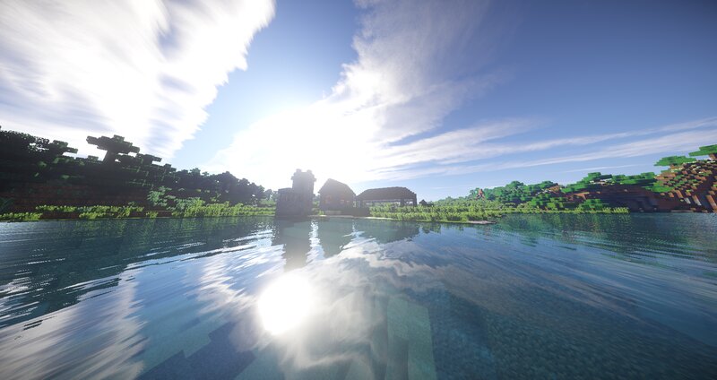Village by a Lake — Blue, Serene, Afternoon