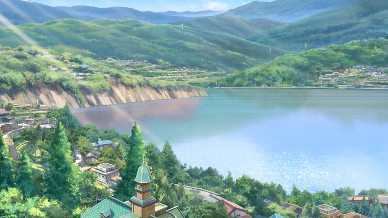 Village by a Lake — Green, Serene, Afternoon, Anime
