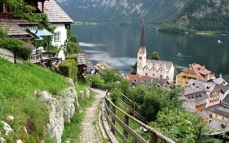 Village by a lake in Austria