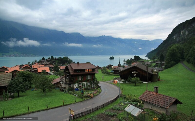 village by a lake in switzerland