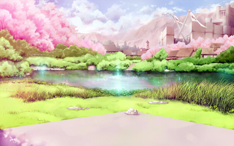Village by a Lake — Pink, Serene
