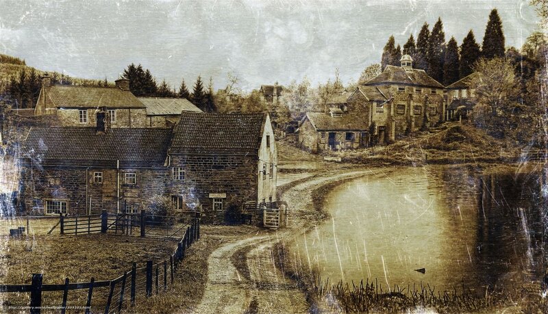 Village by a River — Brown