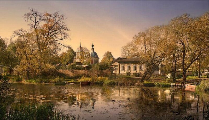 Village by a River — Golden