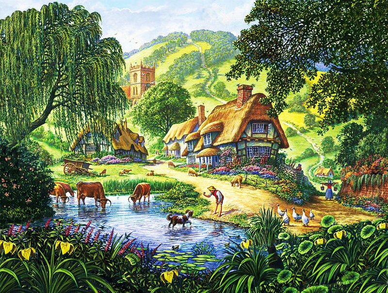 Village by a River — Green, Peaceful