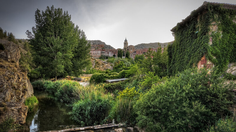Village by a River — Green, Serene, Afternoon, Photograph