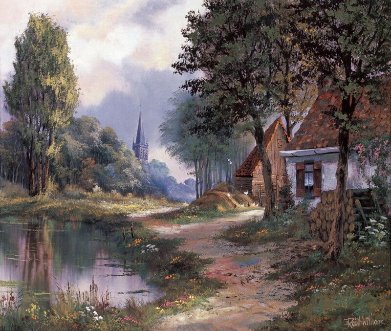 Village by a River — Green