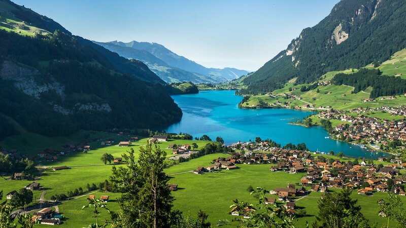 Village by Blue Lake
