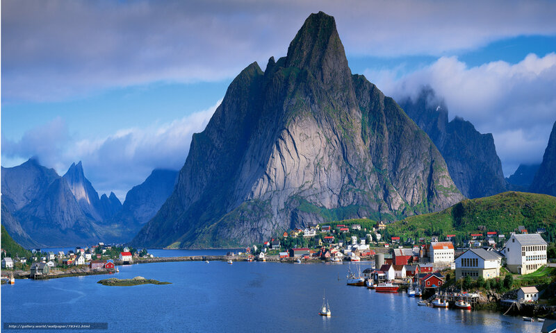 Village by Fjord and Mountain